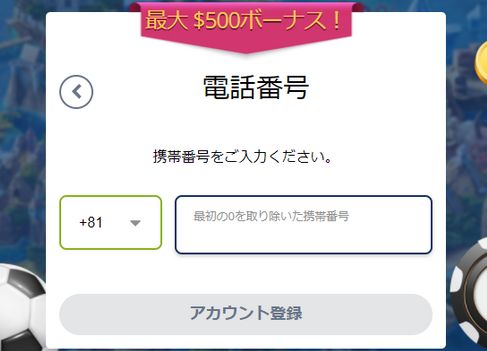ステップ4:電話番号を入力
