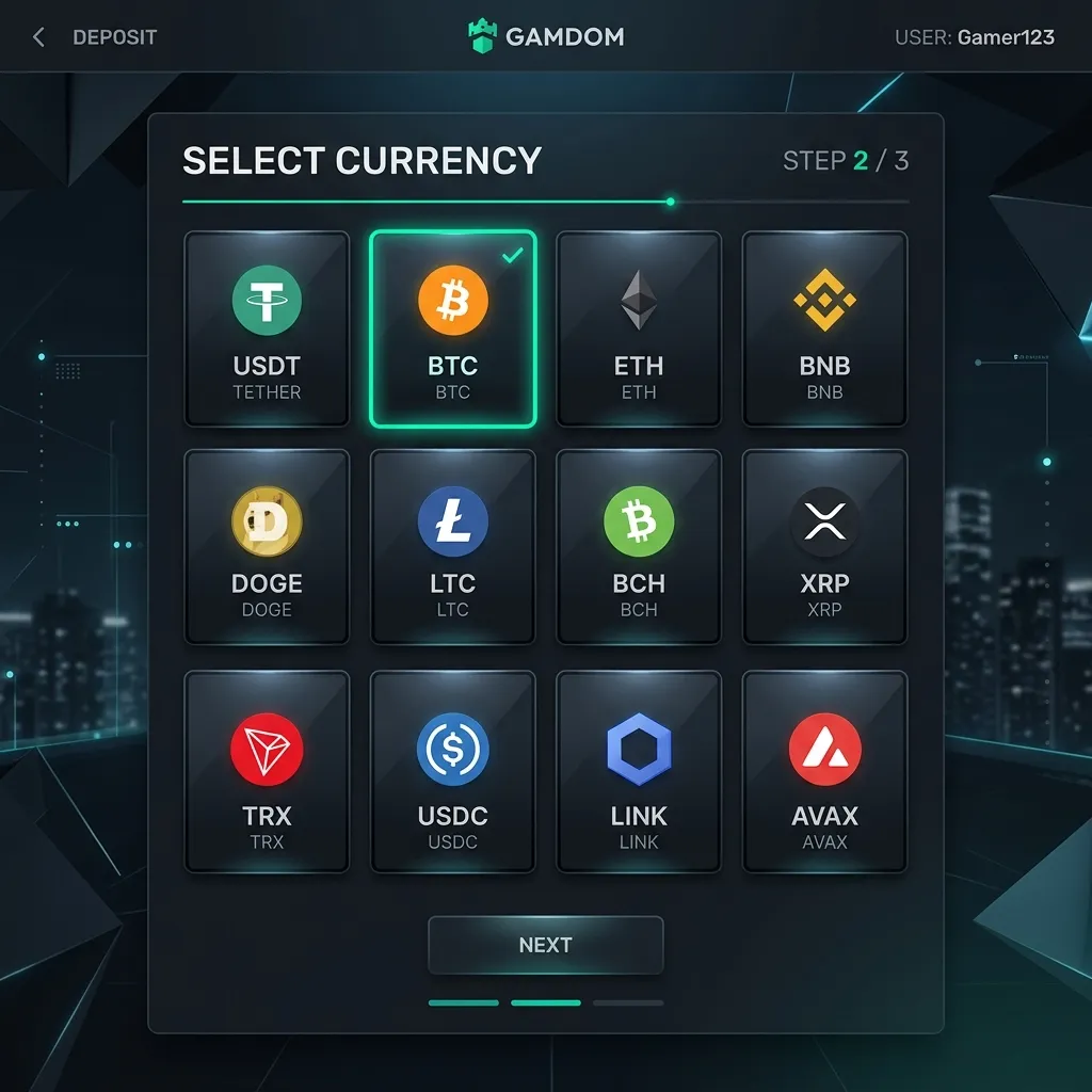 ステップ2:入金する通貨を選択