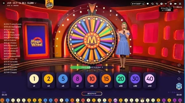 各カジノのMega Wheel