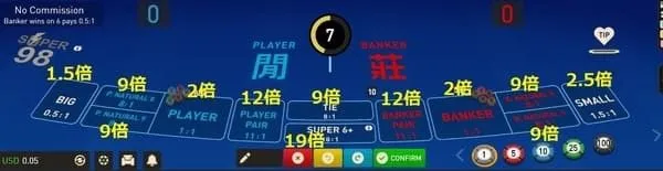 Super 98 Baccarat 豊富なサイドベット