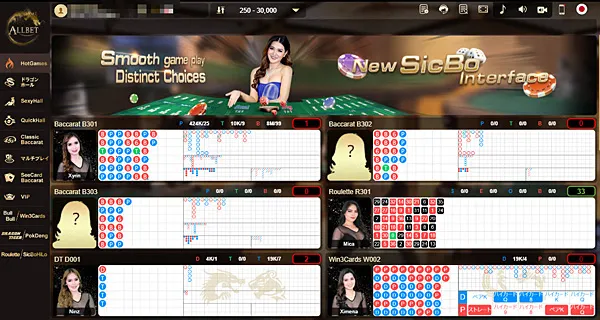 Allbet Gaming マルチテーブルロビー