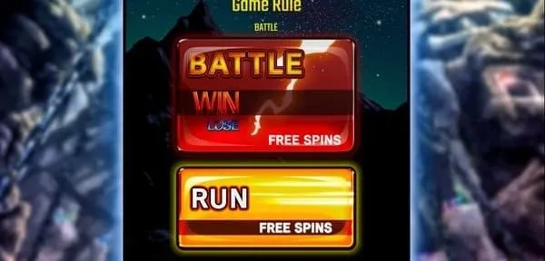 バトルドワーフのBATTLE WIN/LOSE + RUN選択画面