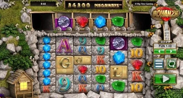 ボナンザ メガウェイズ(Bonanza Megaways)のゲーム画面全体 6リール+エクストラリール