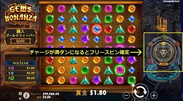 チャージメーター満タンでフリースピン確定