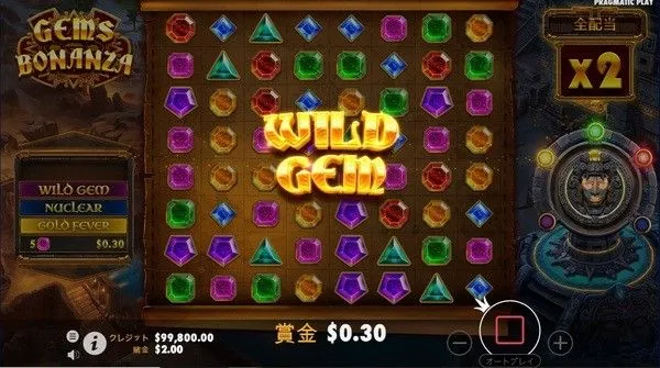 Wild Gemフィーチャー発動+全配当x2