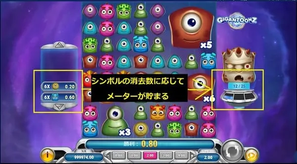 ギガントゥーンズ シンボル消去数に応じてQuantumeterが貯まる