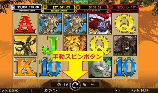 メガムーラーのスピンボタン位置