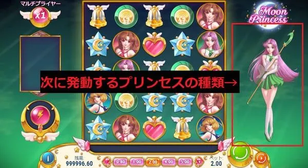 次に発動するプリンセスの種類表示