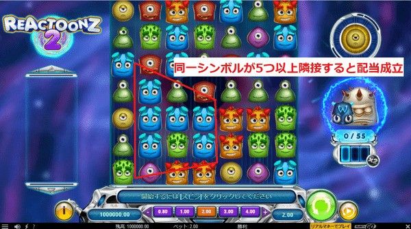 5つ以上隣接で配当成立