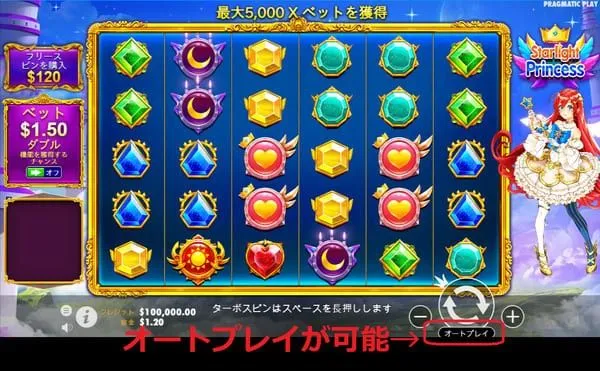 スターライトプリンセスのオートプレイボタン