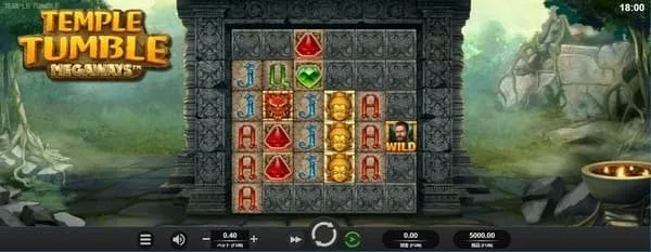 テンプルタンブル(Temple Tumble Megaways)のゲーム画面全体