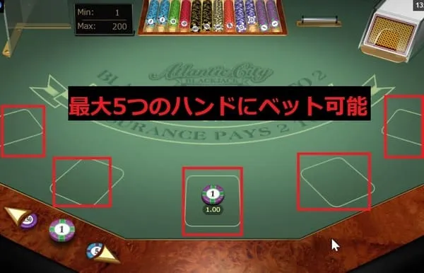 アトランティックシティBJ アクション画面