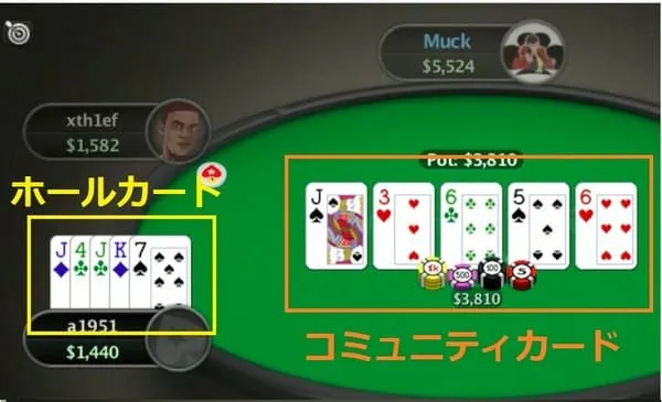 クールシュベルポーカー ホールカード5枚+コミュニティカード