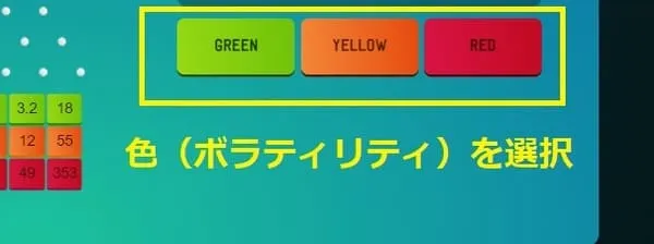 GREEN・YELLOW・REDの選択画面