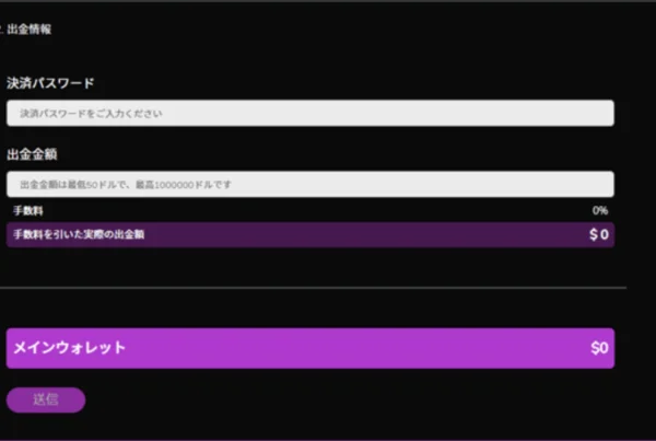 ワンダーカジノ 出金申請